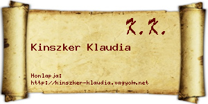 Kinszker Klaudia névjegykártya